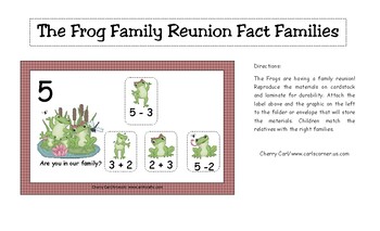 The Frog Family Reunion Fact Families for Math Center