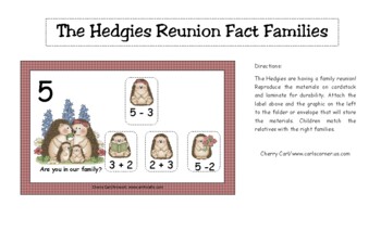 The Hedgies Family Reunion Fact Families Activity for Math Center