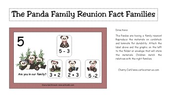 The Panda Family Reunion Fact Families activity for Math Center