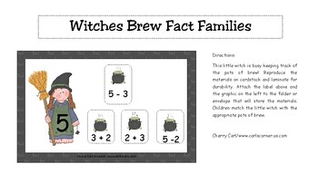 Witches Brew Fact Families activity for Math Center